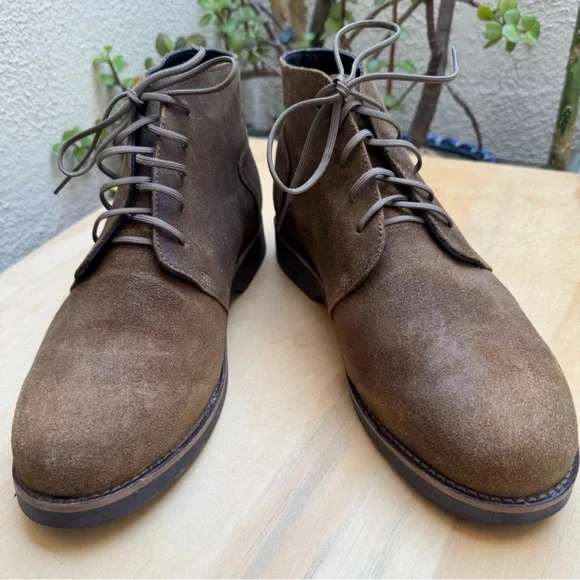 Men's Brown Suede Lace-Up Chukka Boots - Waxed Leather - Picture 5 of 14